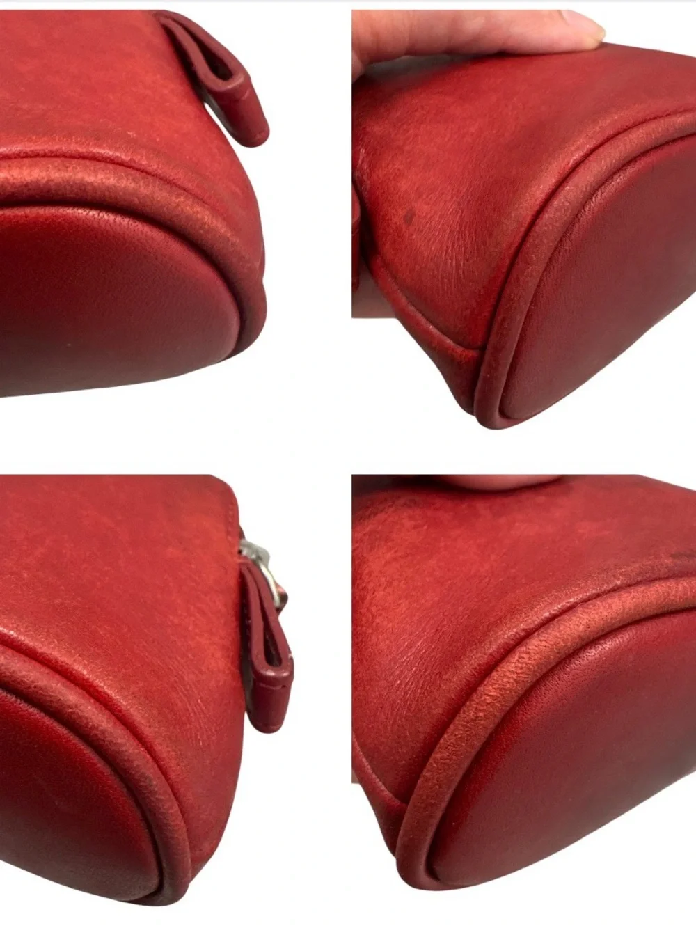 Vintage Coach Red Dome Leather Zip Mini Makeup Cosmetic Pouch **READ**